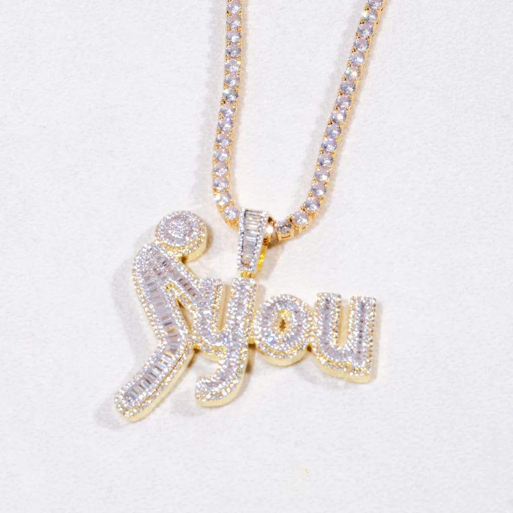 Fxxk You Baguette Two-Layer Iced Necklace