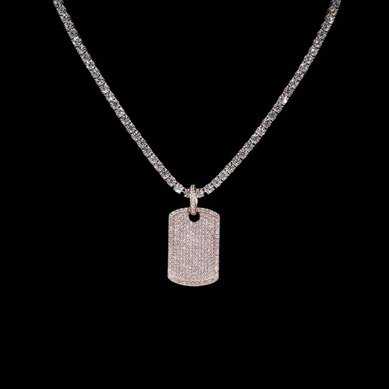 S925 & Moissanite Iced-Set Nameplate Pendant - 22mm