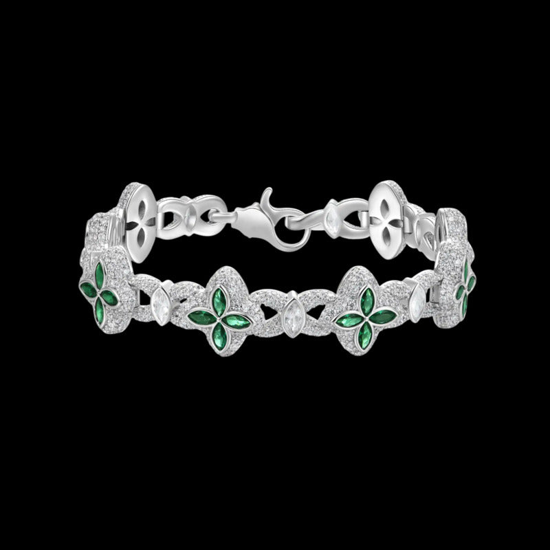 Iced Clover Bracelet in Yellow Diamond - 15mm