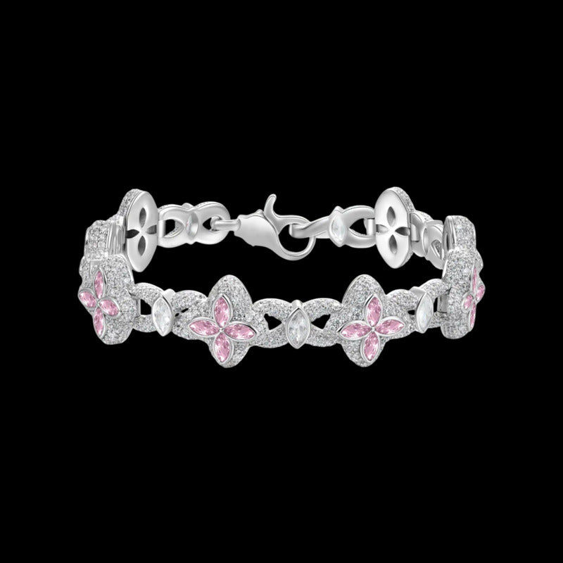 Iced Clover Bracelet in Green Diamond - 15mm
