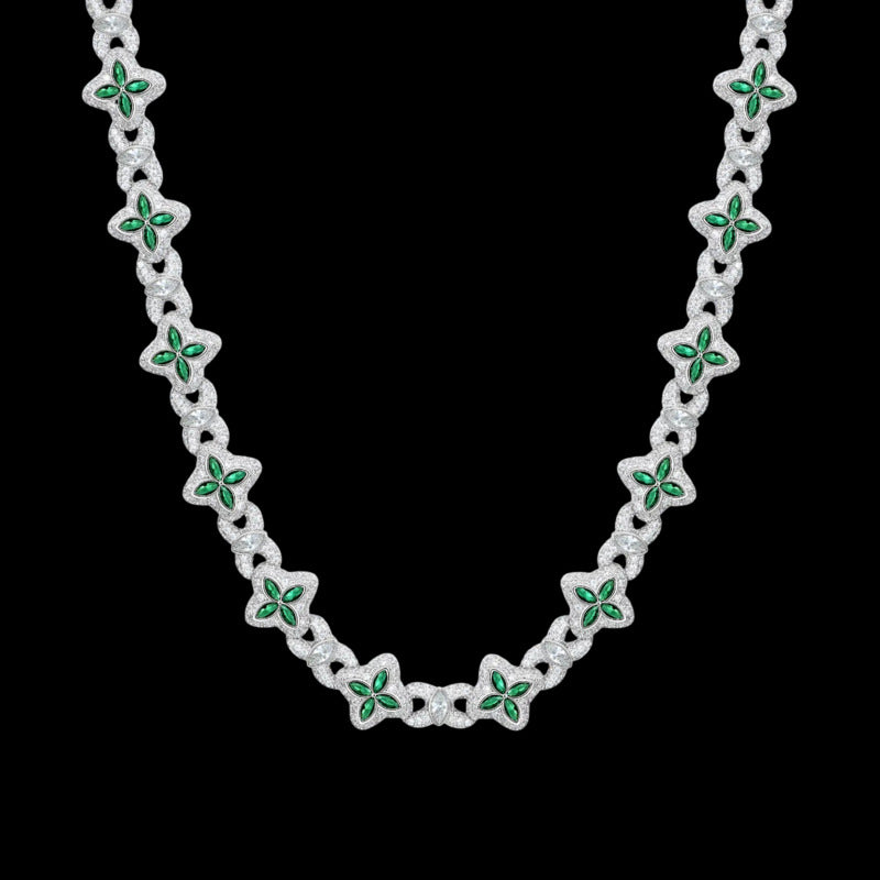 Iced Clover Chain in Pink Diamond - 13mm