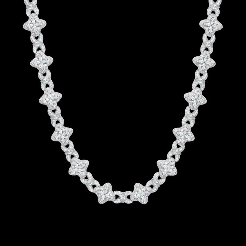 Iced Clover Chain in Yellow Diamond - 13mm