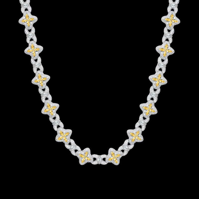 Iced Clover Chain in Green Diamond - 13mm