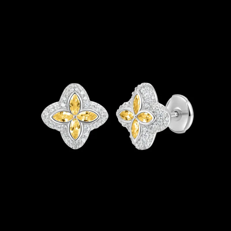 Iced Clover Earrings in Black Dimaond - 13mm