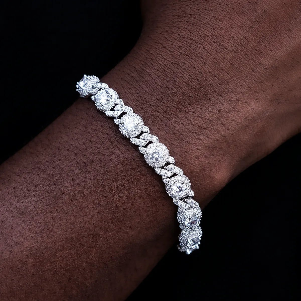 Iced Diamond Station Cuban Bracelet - TONGSHOP / bogo - eligible - product / Category:Bracelets