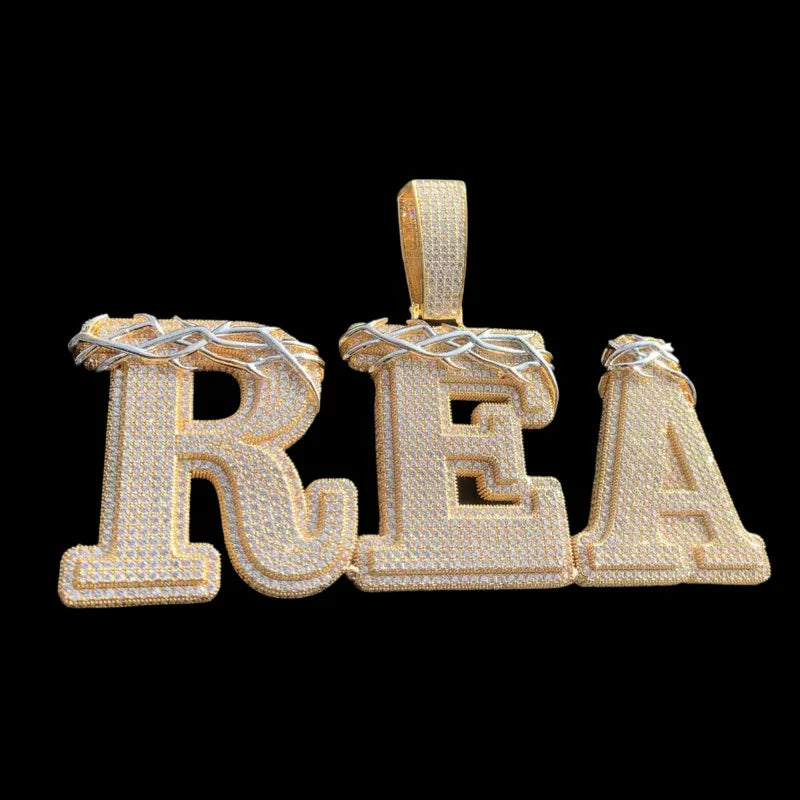 Large Custom Crown of Thorns Letter Pendant