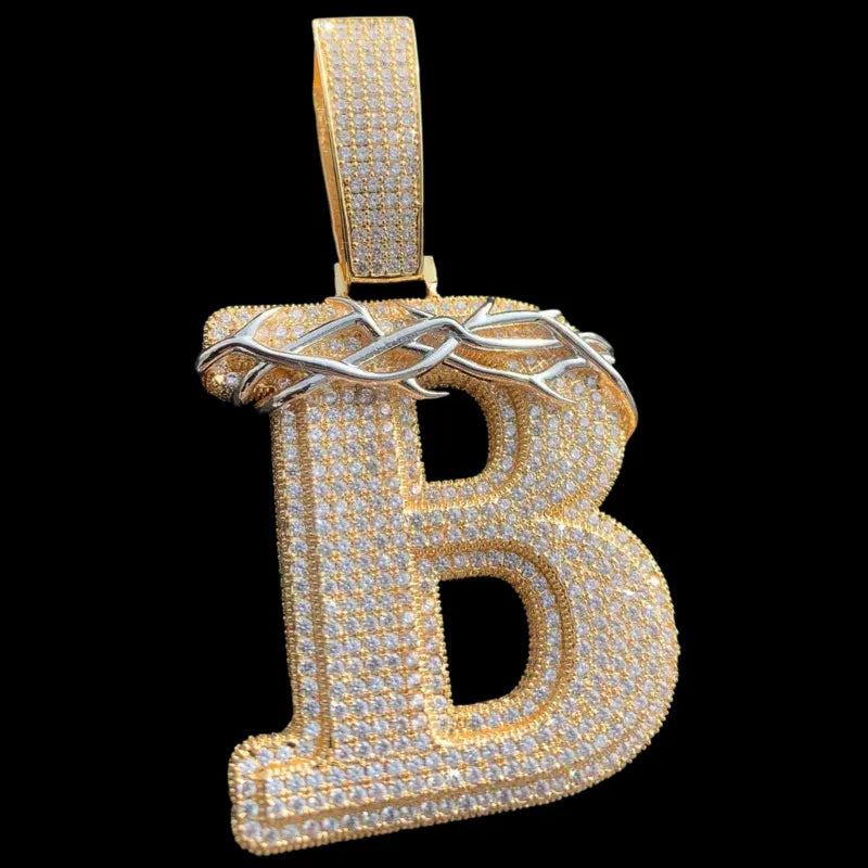 Large Custom Crown of Thorns Letter Pendant