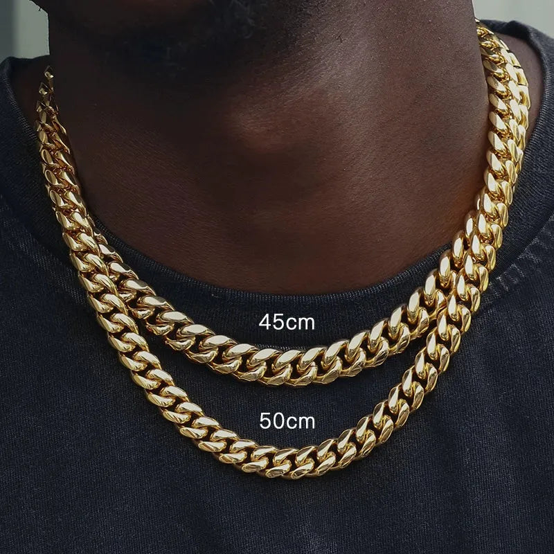 Gold Hip Hop Cuban Chain Necklace Trend Rap Street High Quality Titanium Steel Men and Women Vegan Chain Necklace