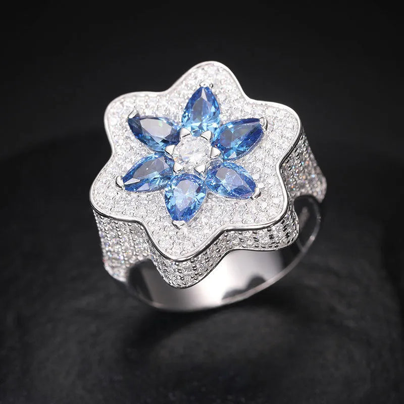 S925 VVS Moissanite Flower Ring