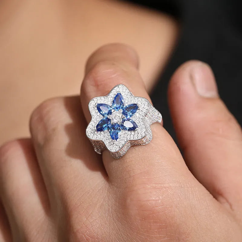 S925 VVS Moissanite Flower Ring