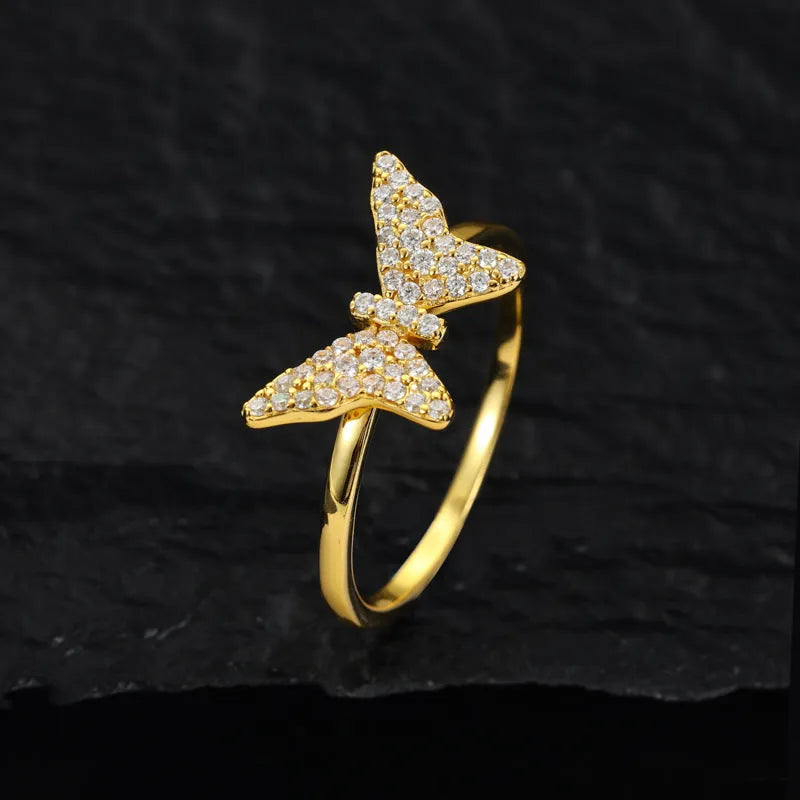 S925 VVS Moissanite Female Butterfly Hip Hop Ring