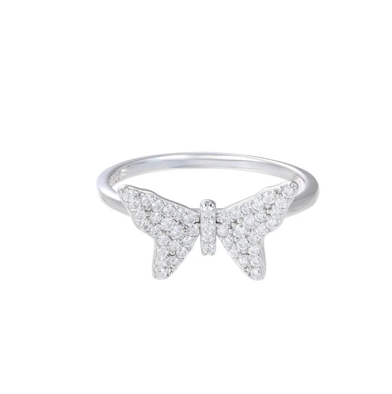 S925 VVS Moissanite Female Butterfly Hip Hop Ring