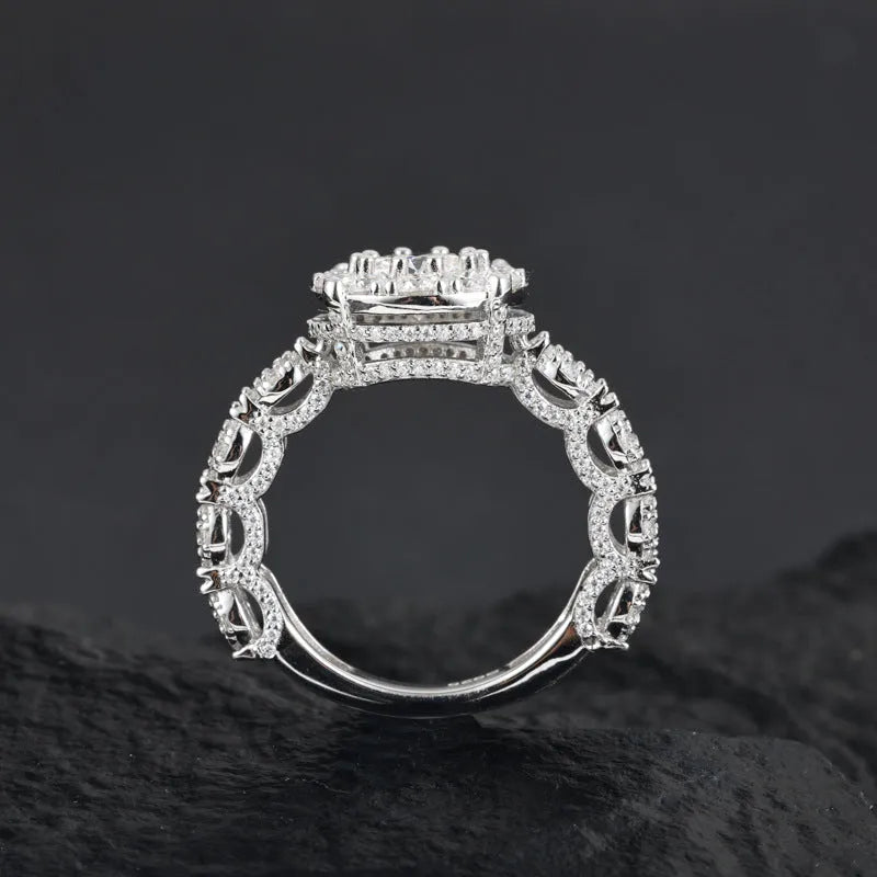 S925 VVS Moissanite Hip Hop Rock Candy Shape Ring