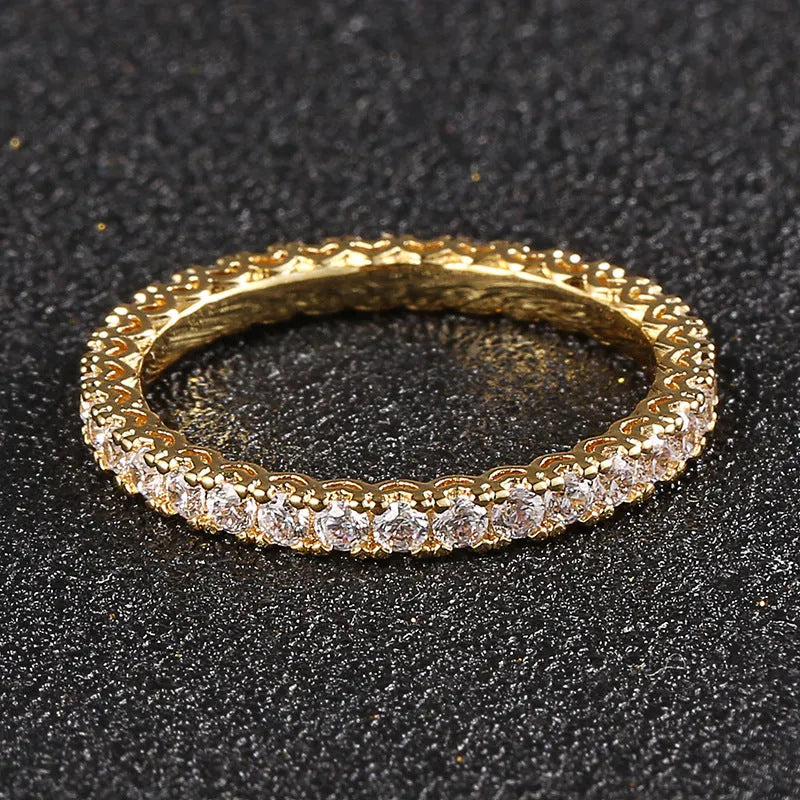 18K gold plated Couple's Single Row Zirconia Ring