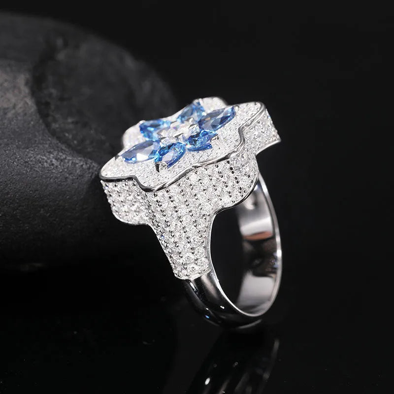 S925 VVS Moissanite Flower Ring