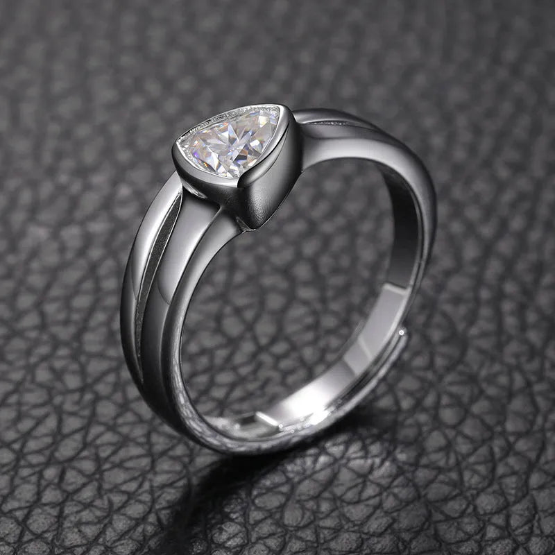 S925 VVS Moissanite Open Triangle Ring