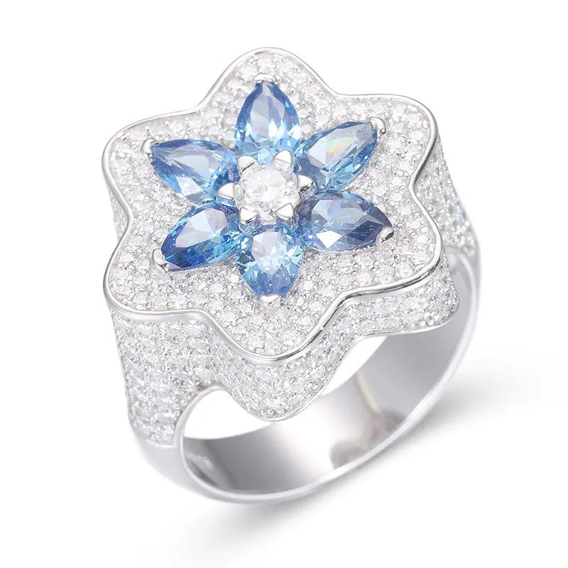 S925 VVS Moissanite Flower Ring