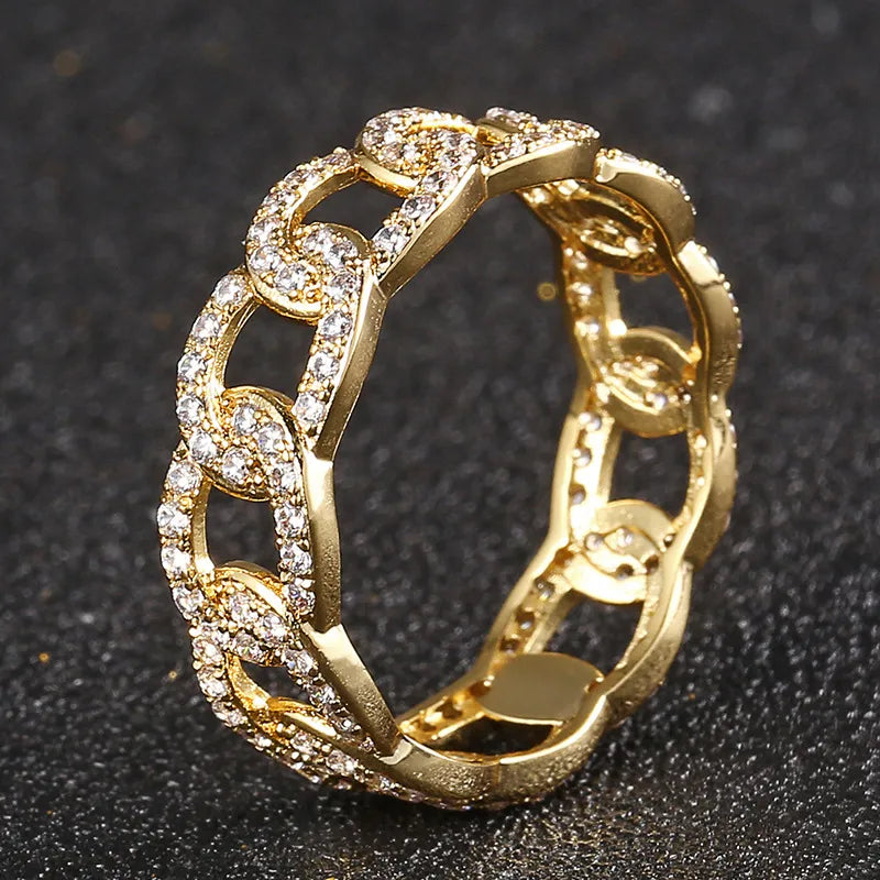 18K Gold Plated Cuban Couple Ring