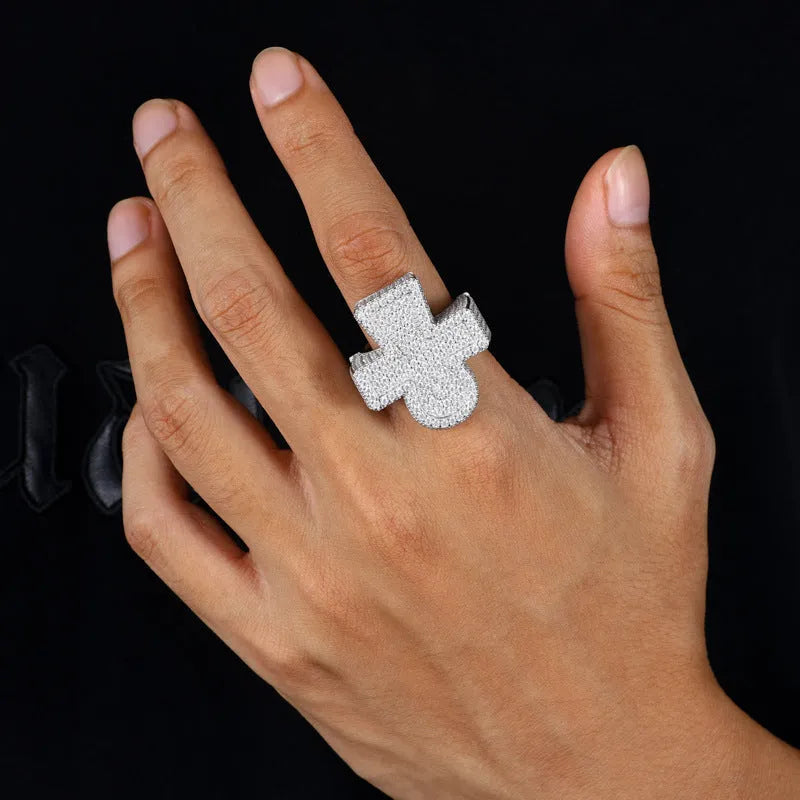 S925 VVS Moissanite Ankh Men’s Cross Ring