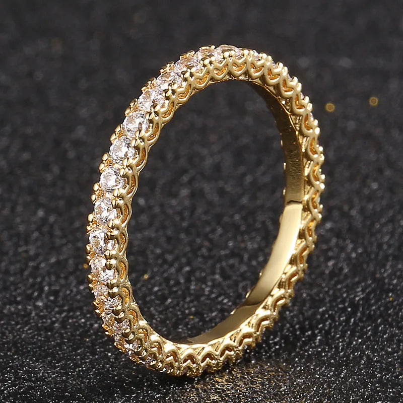 18K gold plated Couple's Single Row Zirconia Ring