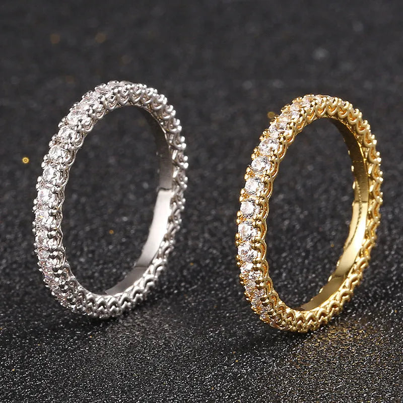 18K gold plated Couple's Single Row Zirconia Ring