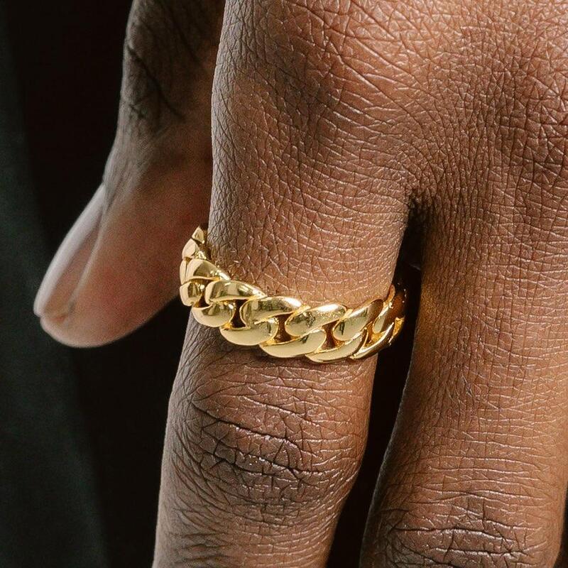 S925 Cuban Link Ring in 18k Gold - 7mm