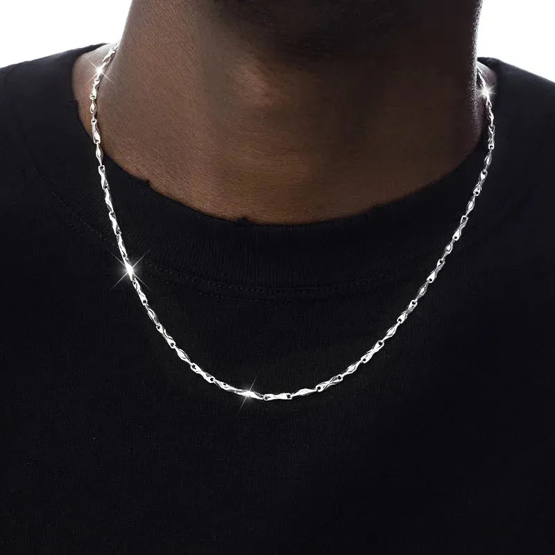 S925 Sterling Silver  Necklace in White Gold