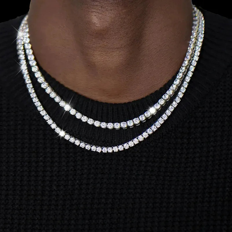 S925 Tennis Necklace in White Gold - 3mm/4mm/5mm