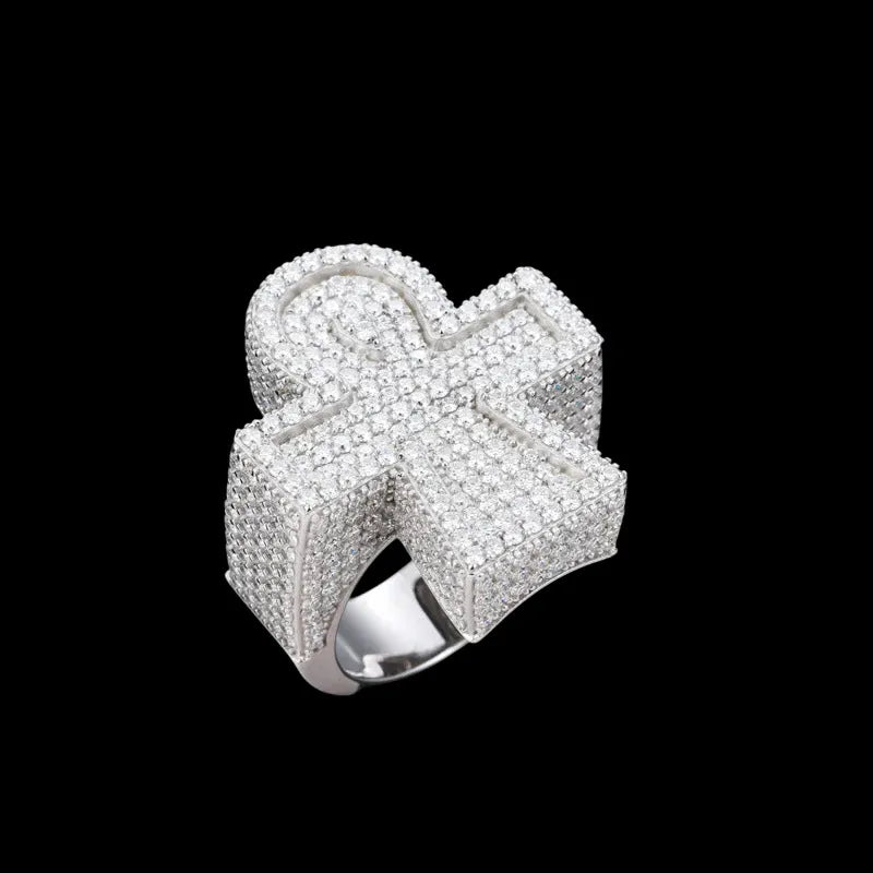 S925 VVS Moissanite Full Ice Cross Ring