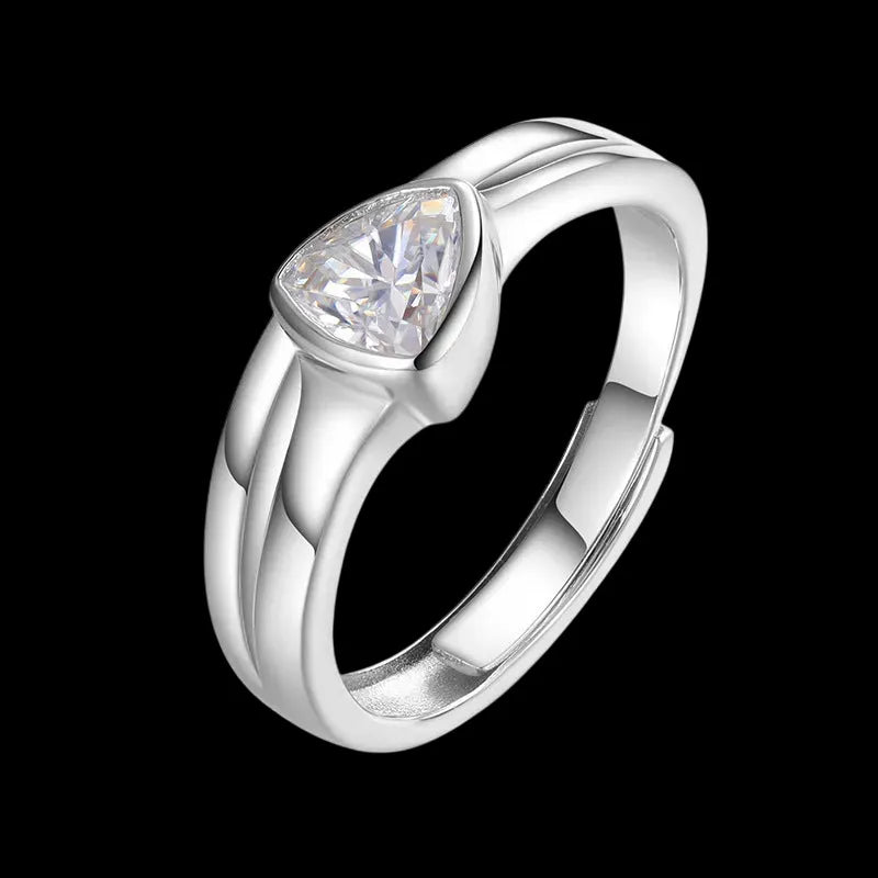 S925 VVS Moissanite Open Triangle Ring