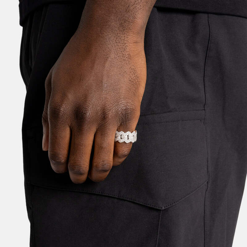 S925 VVS Moissanite Prong Cuban Ring  - 14mm