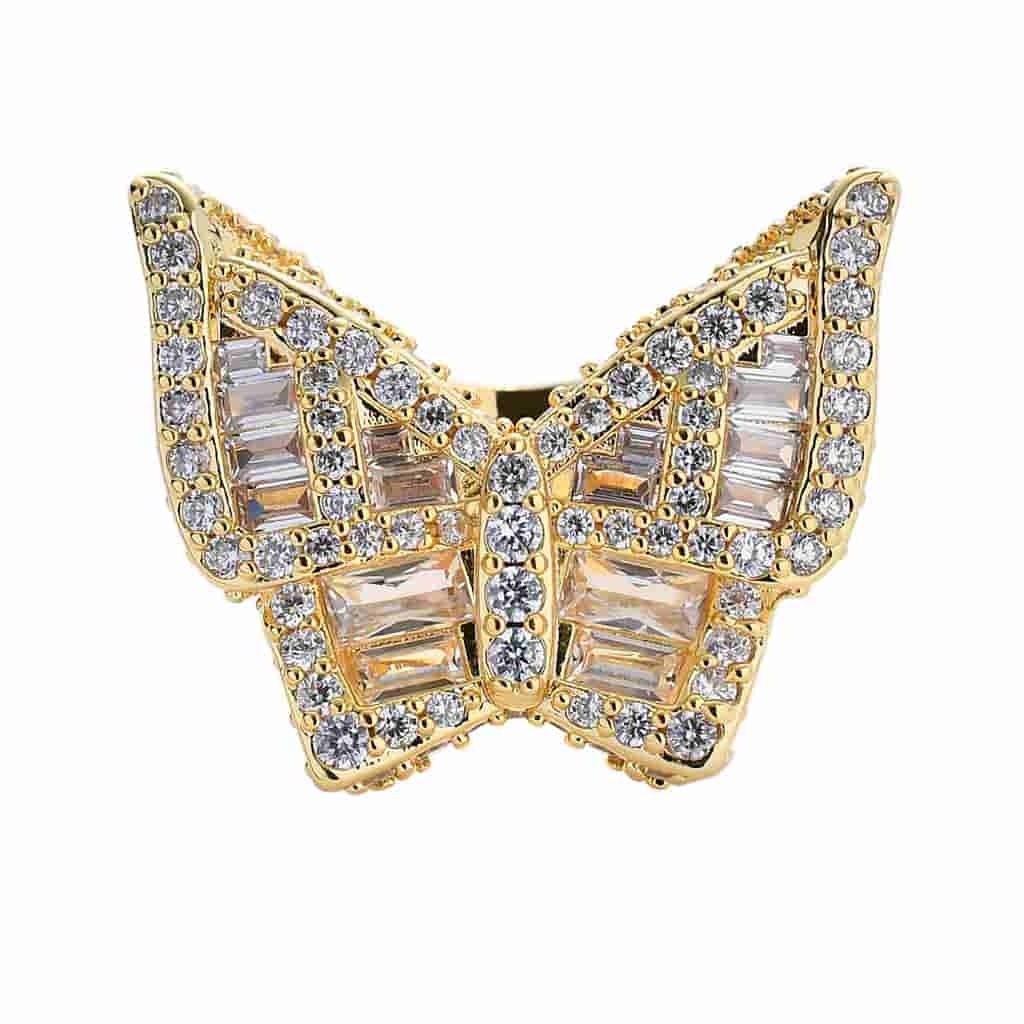 Micro Pave Cubic Zirconia Butterfly Ring