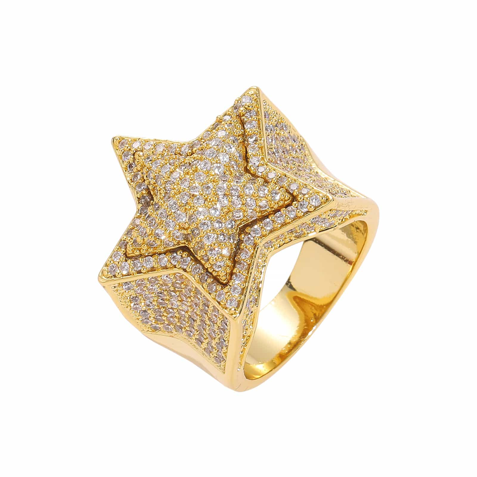 Five-Pointed Star 3D Micro Pave Diamond Ring