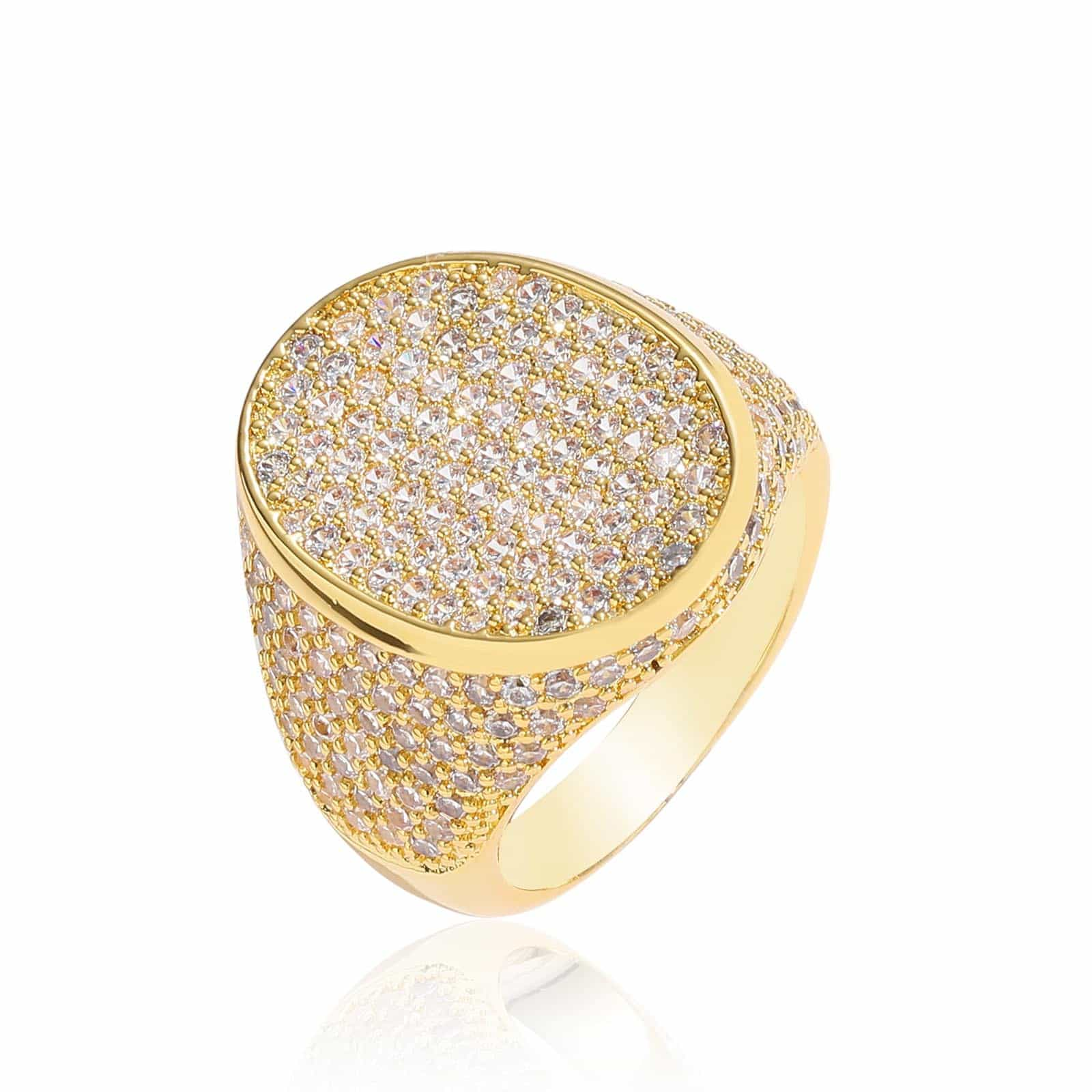 Micro Pave Oval Hip-Hop Ring