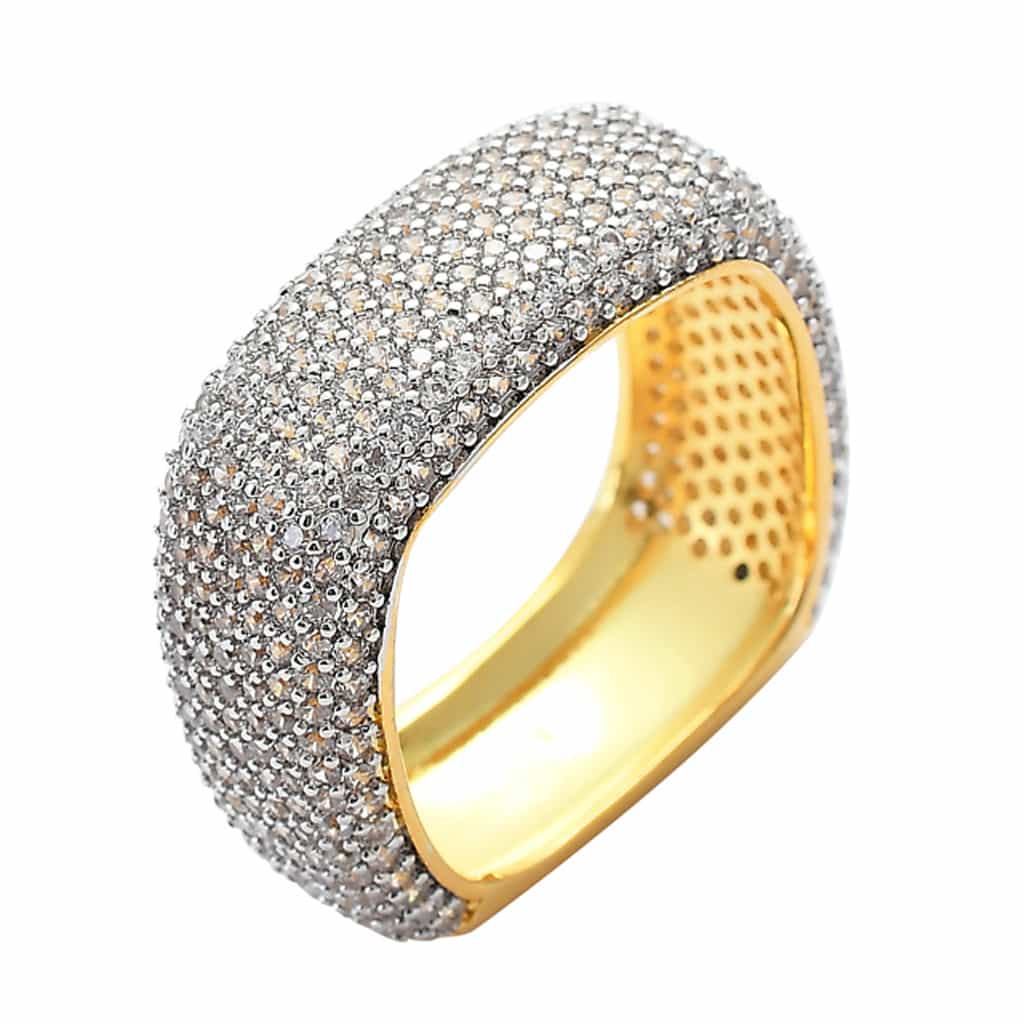 Bling Square Hip-Hop Men's Diamond Ring