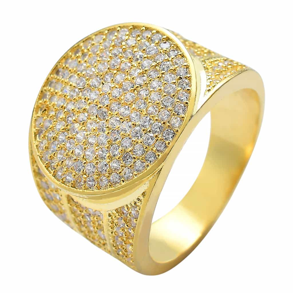 18K Gold Micro Pave Bling Hip-Hop Ring