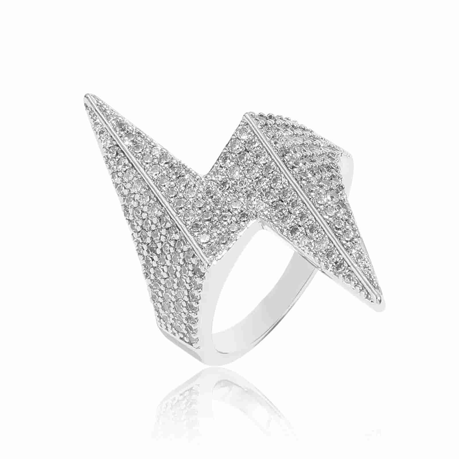 Micro Pave 3D Lightning Ring