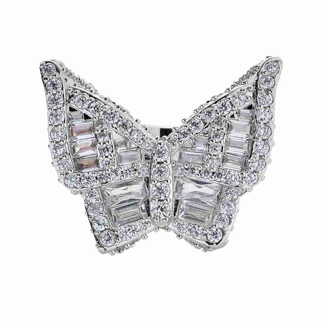 Micro Pave Cubic Zirconia Butterfly Ring