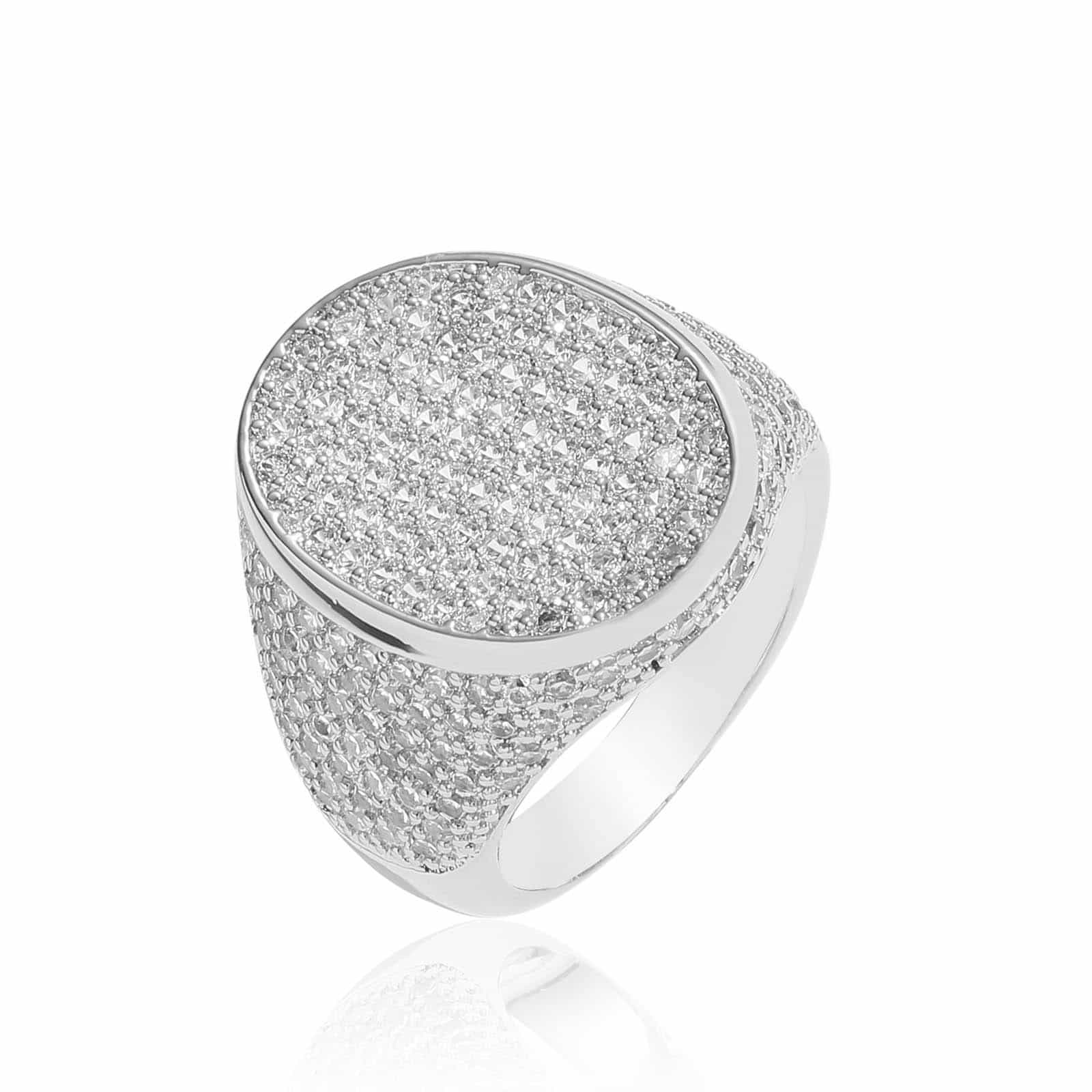 Micro Pave Oval Hip-Hop Ring