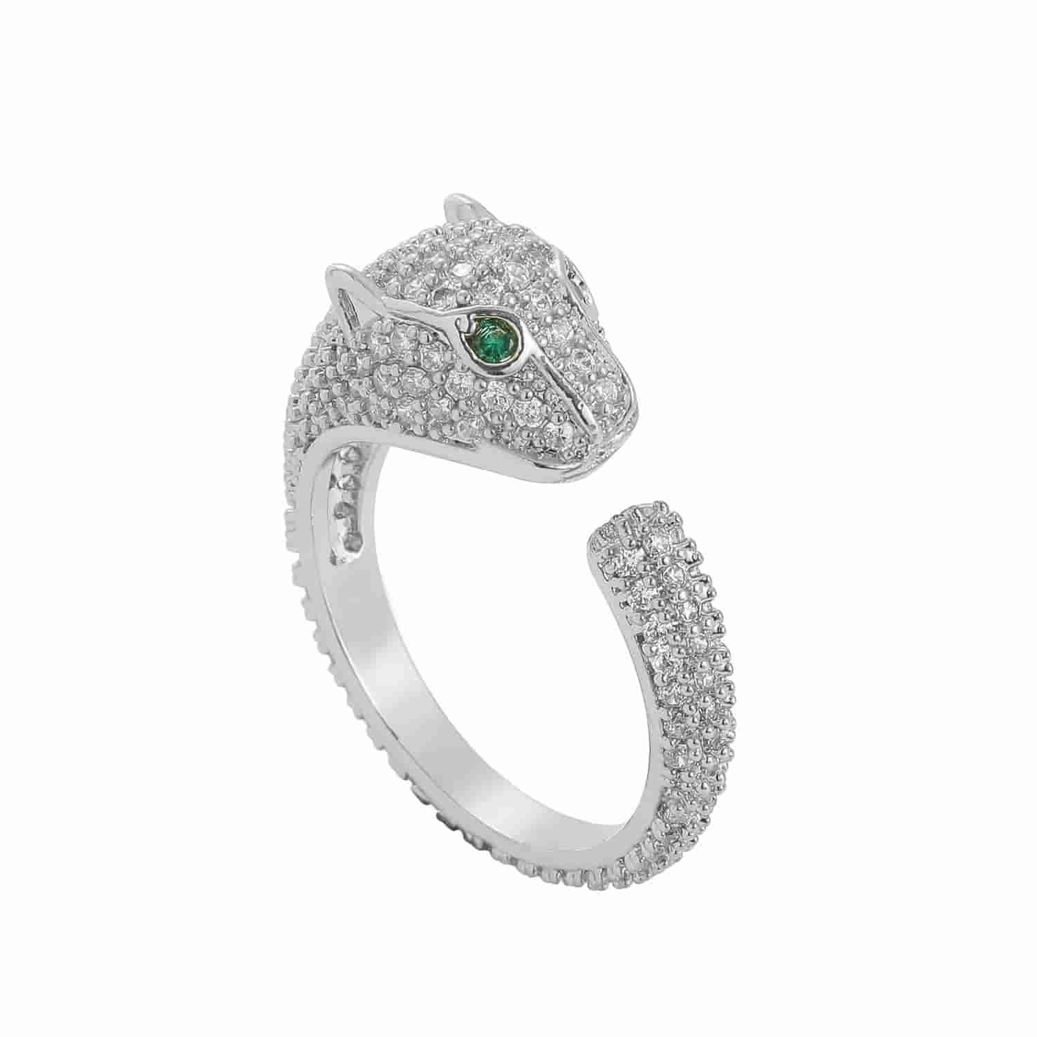 Micro Pave Leopard Open Ring