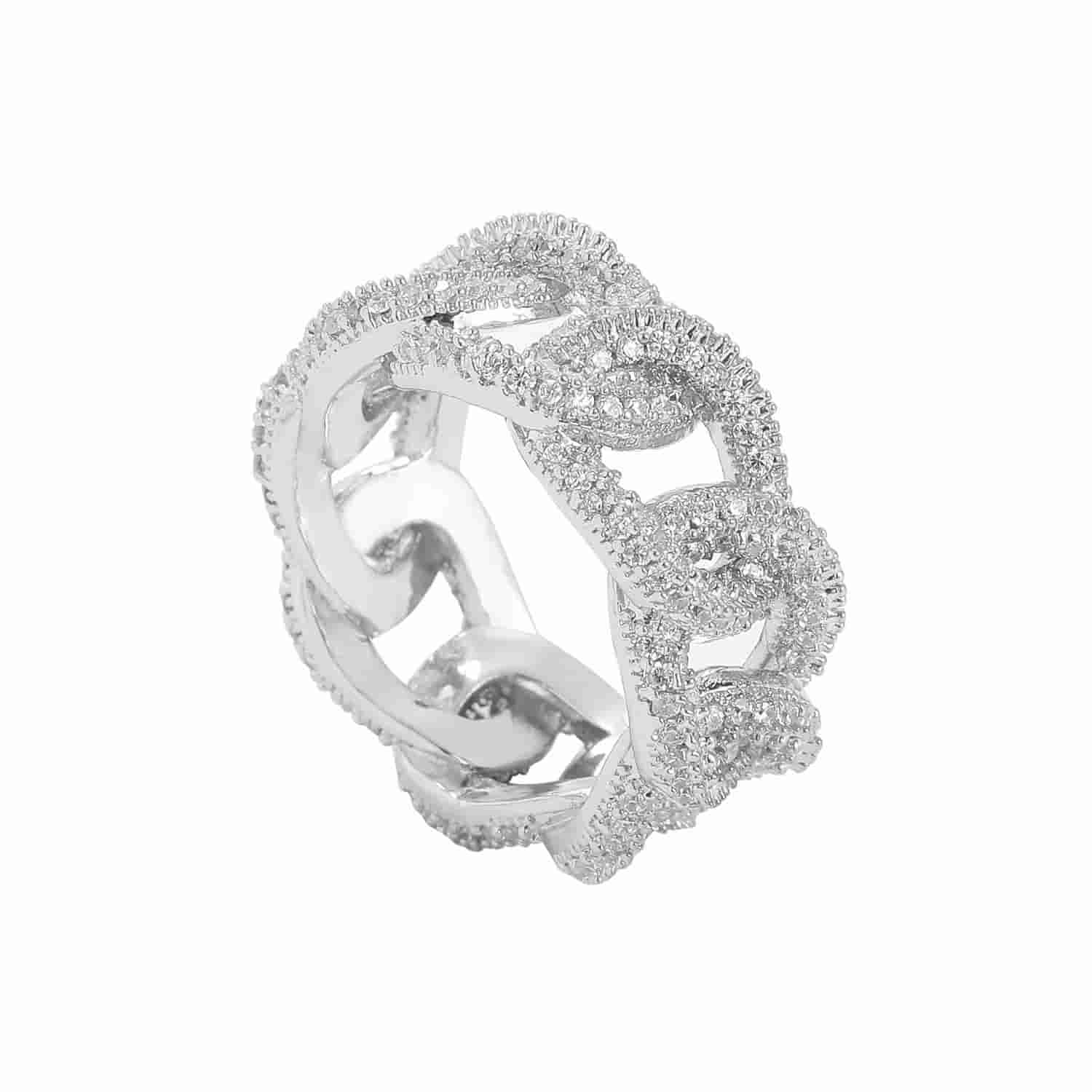 Diamond-Encrusted Cuban Link Statement Ring