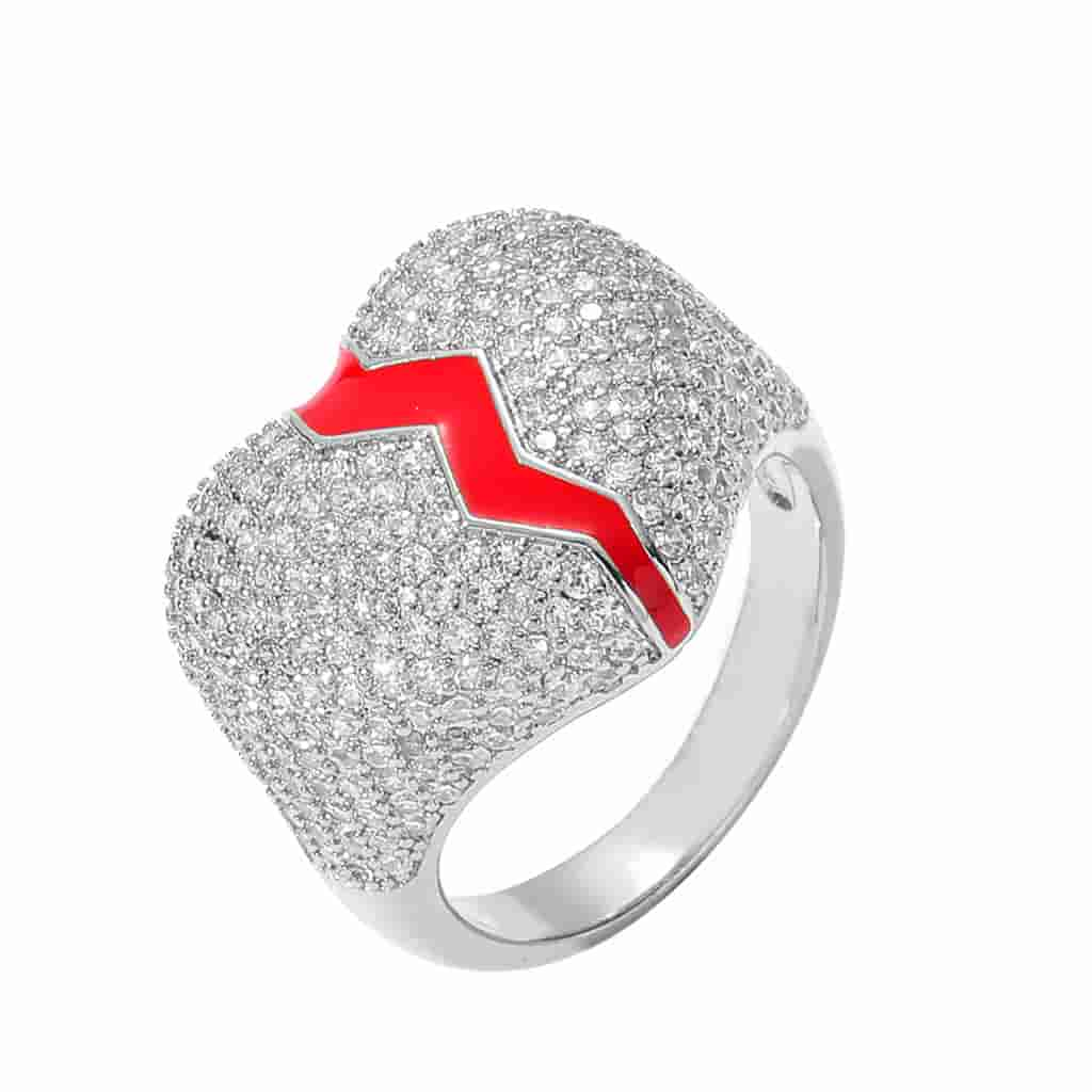 Pave Diamond Broken Heart Ring in 18K Gold