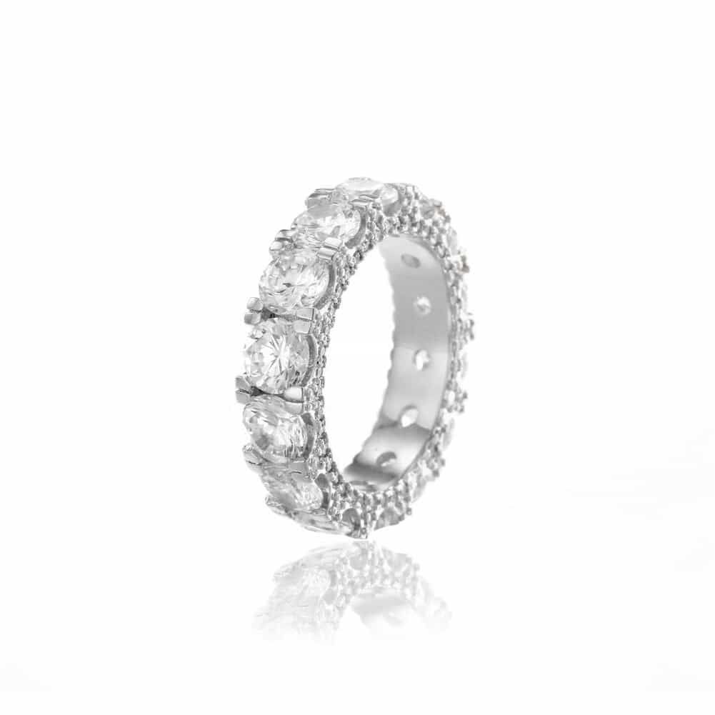 Prong-Set Diamond Ring with 18K Gold Plating