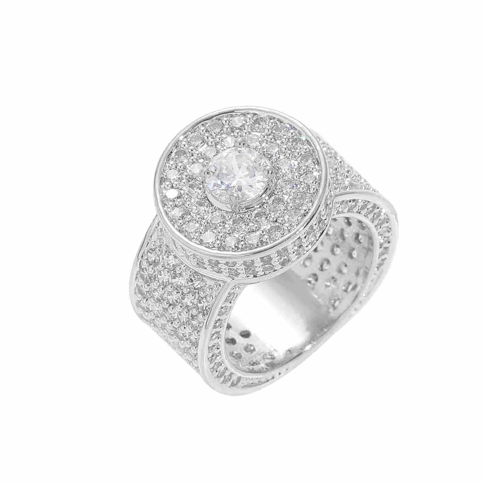 Micro Pave Classic Large Diamond 18K Gold Ring