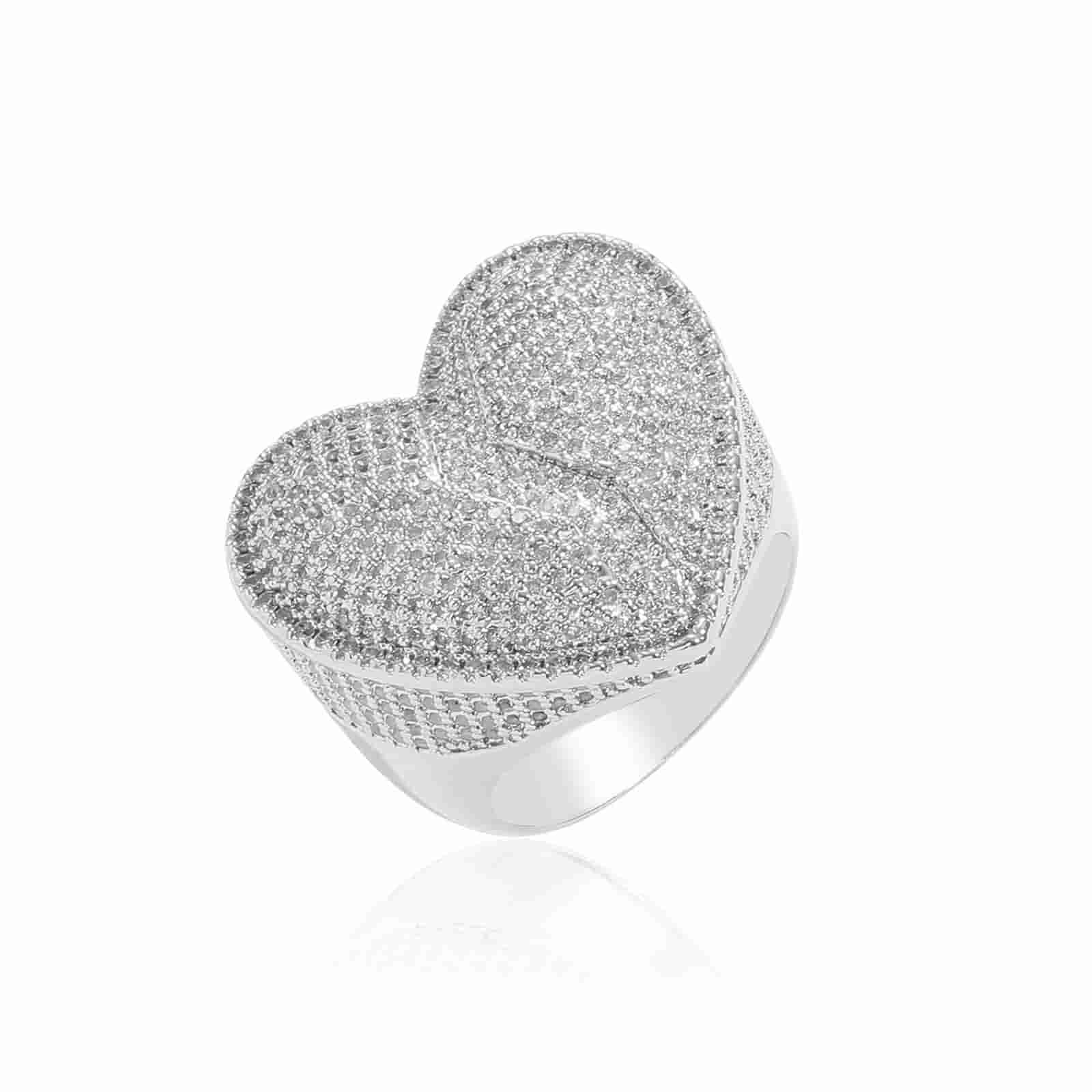 Micro Pave Heart Diamond Ring