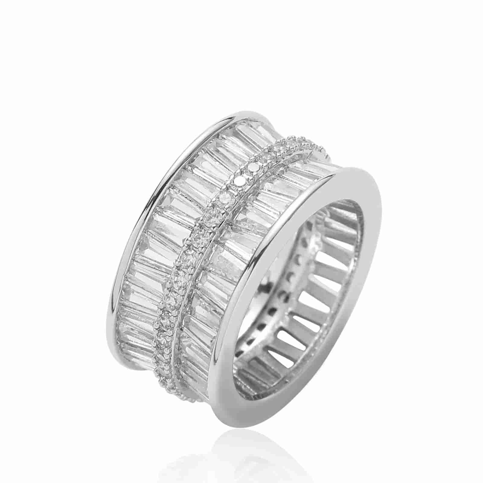 Double Row Pave T-Shaped Diamond Ring