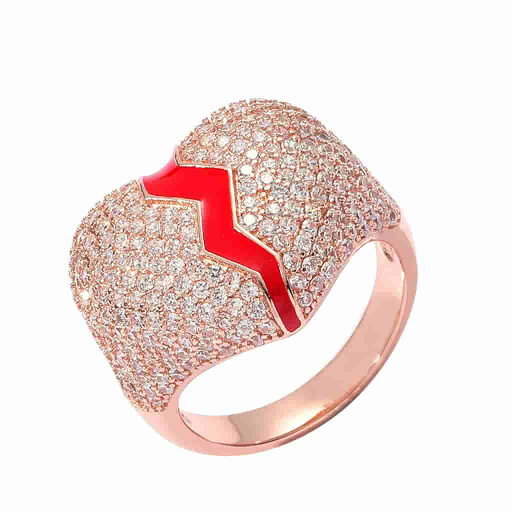 Pave Diamond Broken Heart Ring in 18K Gold