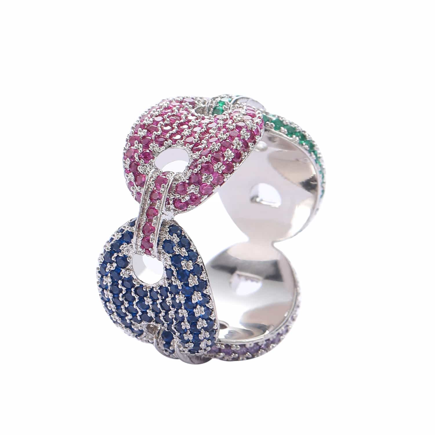 Micro-Set Colorful Diamond Ring