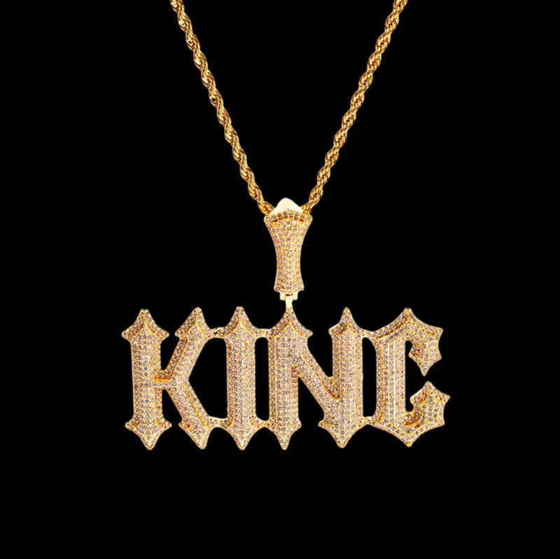 Spiked Gothic Custom Letter Pendant in Yellow Gold