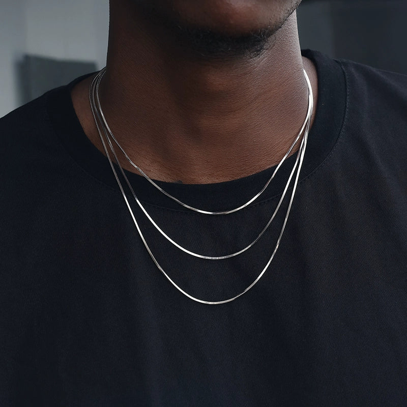 S925 silver snake chain sterling silver plated white gold necklace fine snake bone chain men and women lock bone chain